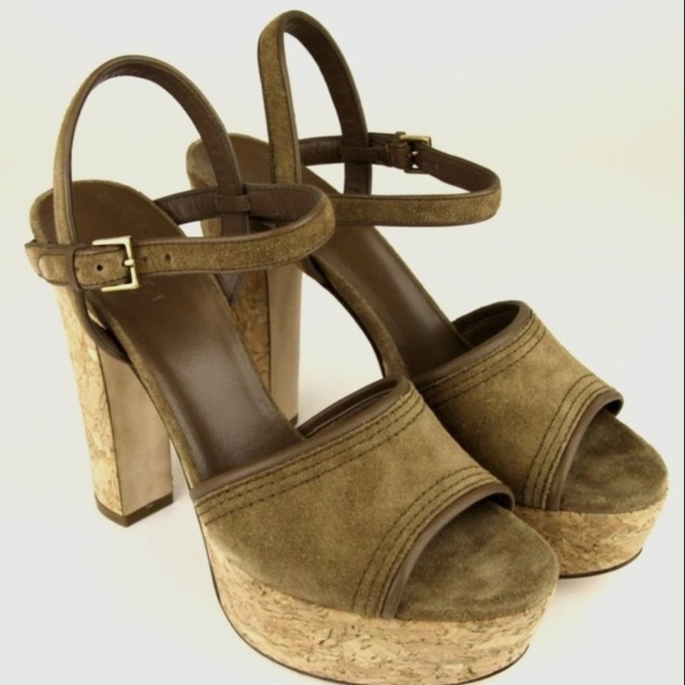 GUCCI DANIELLE PLATFORM SANDAL WITH CORK HEEL SIZE 37